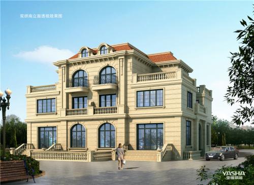 双拼南立面透视效果图